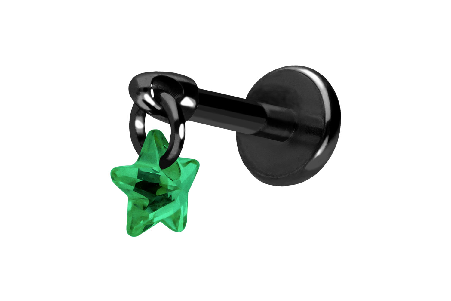 Titan Labret Piercing mit Push Fit KRISTALLSTERN